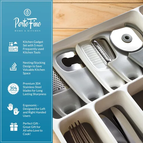 Miniatura 3 de Gadgets de cocina que ahorran espacio, juego de utensilios de cocina de 5 piezas, regalos para cámper, regalos de caravana, accesorios de cocina