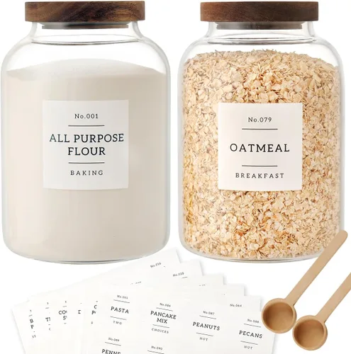 CZSZYGHBAO 2 piezas tarros de vidrio grandes con tapa hermética, tarros de vidrio para almacenamiento de alimentos para té, especias, cereales, 2000
