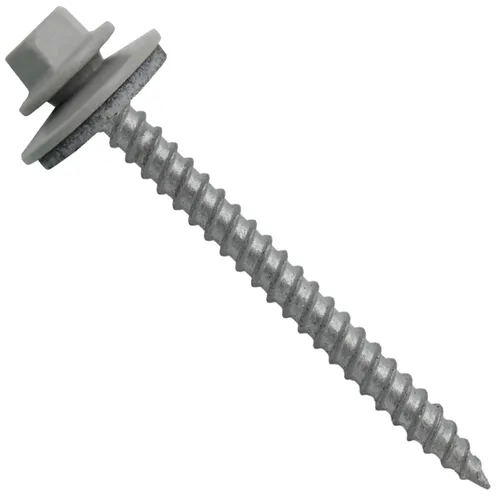 12 tornillos para techos de metal gris ABC de 2-1/2 pulgadas, cabezal de arandela hexagonal, arranque automático/roscado, arandela EPDM. 1 bolsa de