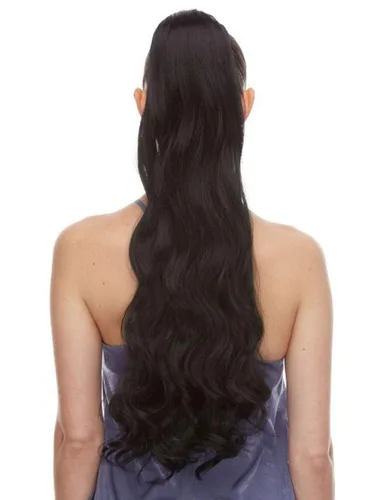 Miniatura 3 de True Tail Color 2 Dark Brown – Pelucas sepia de 24 pulgadas de largo, onduladas, resistentes al calor, sintético afroamericano poni con cordón, 2