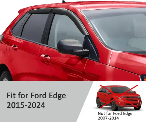 Miniatura 5 de Voron Glass - Cinta adhesiva de borde cromado, protectores de lluvia extra duraderos para Ford Edge 2015-2024, deflectores de ventana, viseras