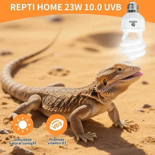 Miniatura 2 de Luz de reptil UVA UVB de 23 W 10.0, terrario del desierto, lámpara fluorescente compacta, bombilla de reptil UVB para dragón barbudo, lagarto