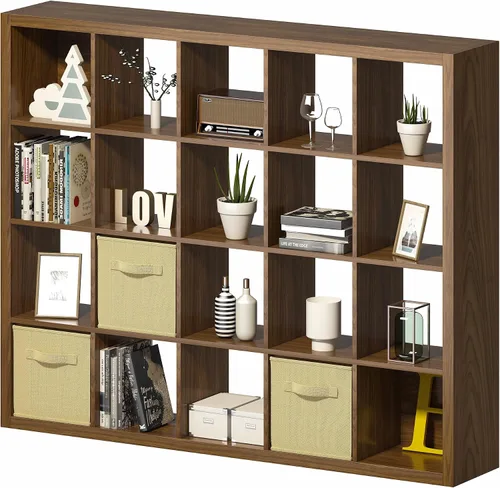 Miniatura 21 de furtble Estantería organizadora de almacenamiento de 8 cubos, moderna estantería abierta de madera, estante de exhibición multifuncional para sala