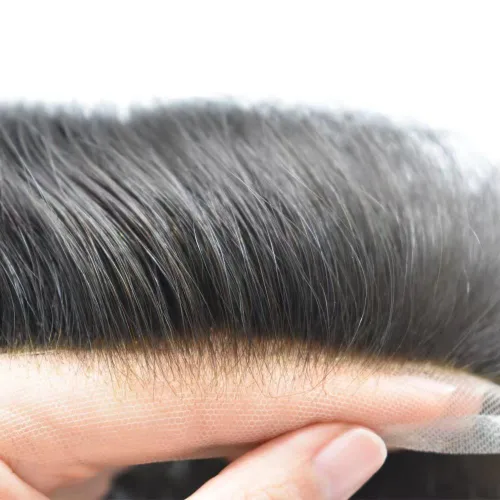 Miniatura 4 de Toupee para hombres Sistema de cabello humano real Sistema de reemplazo de cabello suizo de encaje para hombre Toupee Hairpieces para hombres 7x9
