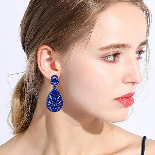 Miniatura 3 de EleQueen Aretes colgantes de cristal austriaco para mujer para boda