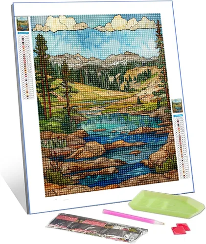 Miniatura 7 de Pintura de diamantes para plantas suculentas tropicales para adultos, arte de cristal de taladro completo 5D del desierto de Arizona, Estados