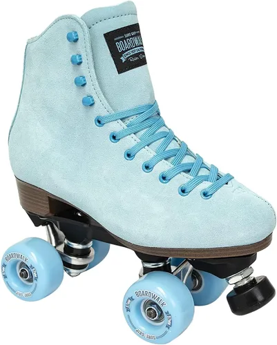 Sure-Grip Boardwalk - Patines de ruedas unisex para exteriores con botas de cuero retro y ruedas 82A Sea Breeze