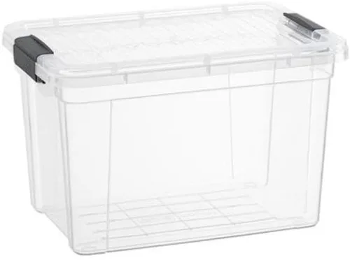 Superio Caja de almacenamiento transparente con tapa, contenedores de plástico de 2.5 cuartos de galón para organizar, cajas apilables, sin BPA, no