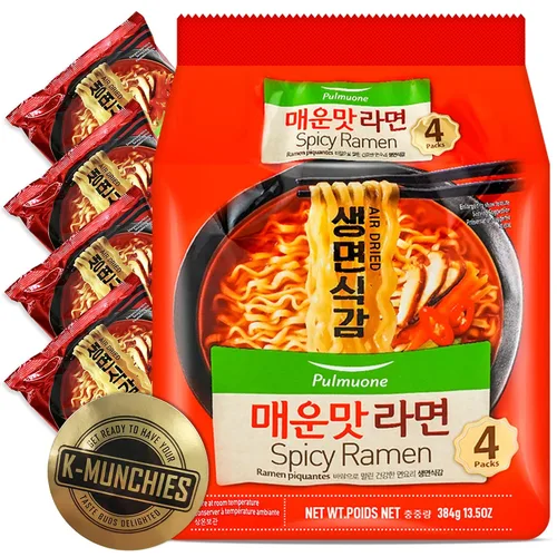 Miniatura 8 de Pulmuone - Fideos coreanos Ramyun no fritos, paquete de 4 fideos instantáneos coreanos sabor a estofado de kimchi, fácil de cocinar, auténtico ramen