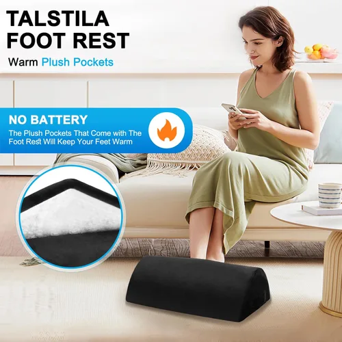 Miniatura 2 de TALSTILA Reposapiés para debajo del escritorio en el trabajo, reposapiés con bolsillos cálidos y de felpa, taburete ergonómico de espuma, reposapiés