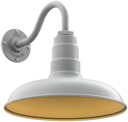 Miniatura 28 de Steel Lighting Co. Topanga - Luz de granero Montaje en pared al aire libre Domo de 14 pulgadas Cuello de cisne de 11 pulgadas Luz de garaje