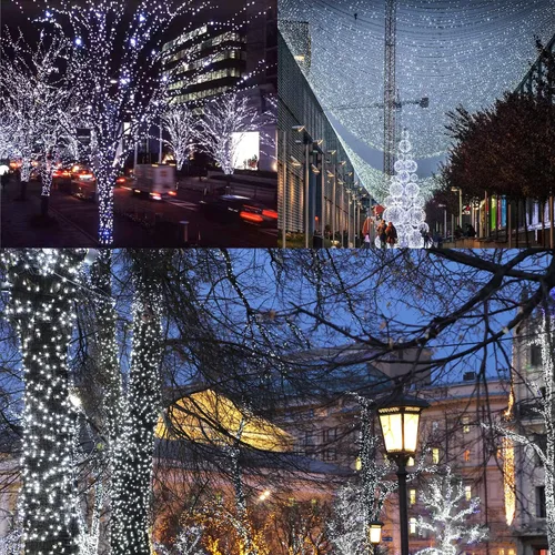 Miniatura 5 de LIGHTOP Guirnalda de luces solares al aire libre, paquete de 2, 33 pies, 100 luces LED de alambre de cobre, luz de hadas impermeable, decoración