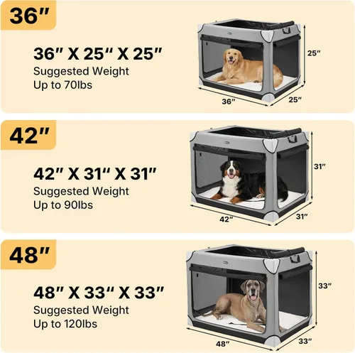 Miniatura 2 de Veehoo Jaula grande para perros para interiores y exteriores, portátil, plegable, para perros, 42 pulgadas, suave, plegable, con ventanas de malla