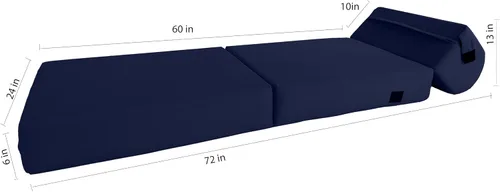 Miniatura 6 de D&D Futon Furniture - Silla plegable de espuma, sofá de estudio, colchón plegable de espuma para invitados (6 x 24 x 70 pulgadas, azul marino)