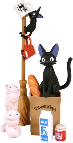 Ensky - Kiki's Delivery Service - Jiji Nosechara - Surtido de figuras apilables, producto oficial de Studio Ghibli vía Bandai