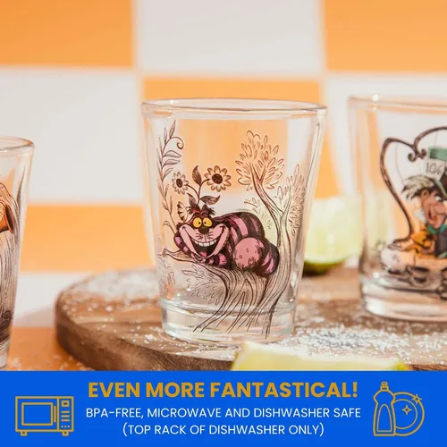 Miniatura 7 de Disney Alicia en el país de las maravillas - Vasos de chupito de whisky de 2 onzas, juego de 4 Artículos de bar para el hogar para licor y bebidas