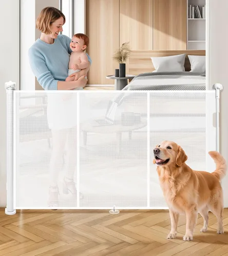 Miniatura 15 de Puertas retráctiles para bebés de 19.7 pies Puerta para perros - 236" Puerta de seguridad infantil extra ancha expandible, 37" de alto Puerta