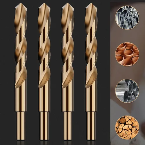 Miniatura 5 de Juego de 4 brocas de cobalto M35 de acero de alta velocidad, longitud jobber, para metal endurecido, acero inoxidable, hierro fundido, madera