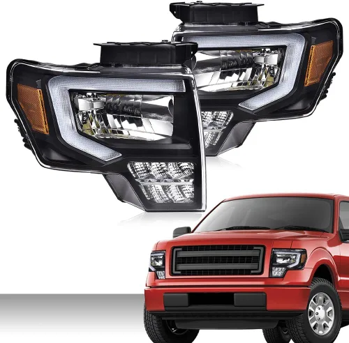 Miniatura 2 de PIT66 Conjunto de faros delanteros LED compatible con Ford F150 2009 2010 2011 2012 2013 2014, lente transparente para conductor y pasajero, carcasa