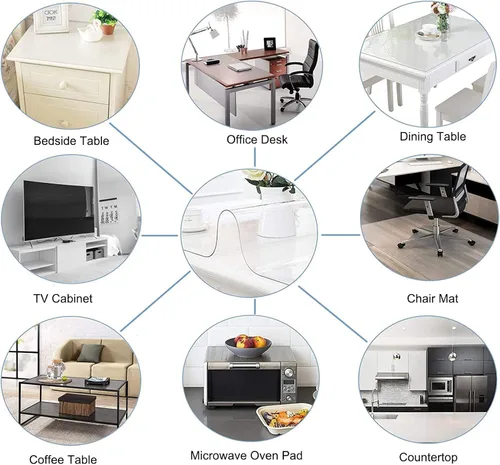 Miniatura 6 de Protector de mesa de comedor transparente, impermeable, plástico para cocina, mantel de PVC, rectangular, para comedor
