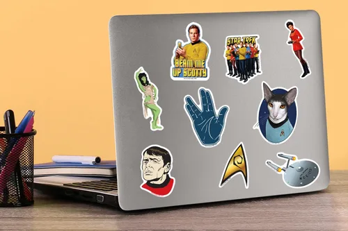 Miniatura 5 de Star Trek The Original Series - Paquete variado de calcomanías de vinilo grandes de lujo de 100 unidades, diseños clásicos troquelados para laptop