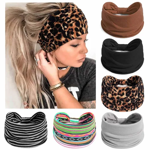 Miniatura 12 de Awumbuk Diademas anchas para mujeres anudadas antideslizantes bandas para la cabeza suaves diadema turbante accesorios para el cabello boho africano