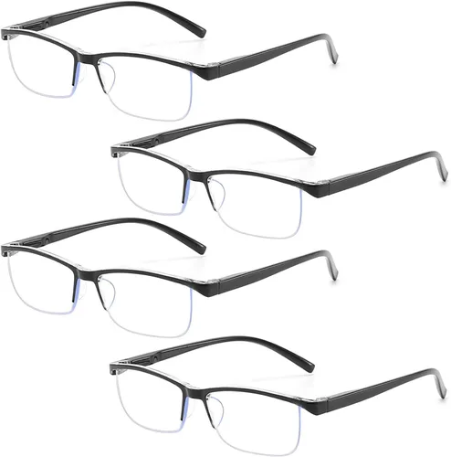Miniatura 2 de Paquete de 4 lentes de lectura con bloqueo de luz azul para hombres y mujeres, lectores de computadora con bisagras de resorte, antirreflejos/fatiga