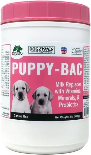 Dogzymes Puppy-Bac - Sustituto de leche (2 libras) con microorganismos vivos y enzimas 441 millones de UFC/gramo Mezcla 1:4