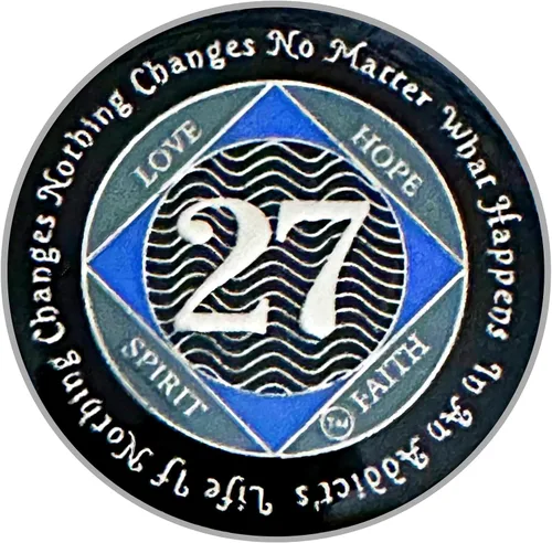 Miniatura 36 de (Años 1-55) NA Medallón de 7 años, plata, chapado en color azul, narcóticos cubiertos de epoxi Moneda anónima (NA 7 años medallón)