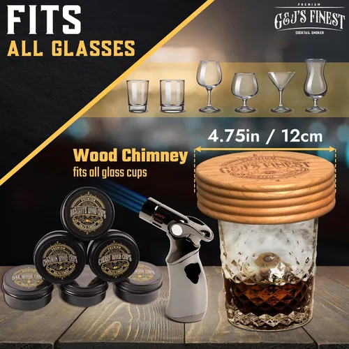 Miniatura 5 de Kit ahumador para whisky Kit ahumador para cócteles Kit ahumador para bourbon Kit ahumador para cócteles a la antigua con antorcha de cuatro