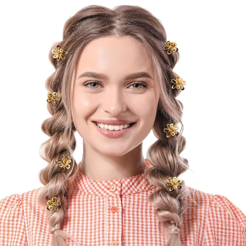 Miniatura 5 de HINZIC 20 pinzas pequeñas de flores de 0.69 pulgadas, pequeños clips dorados para el cabello, accesorios de metal para mujeres, niñas, adolescentes