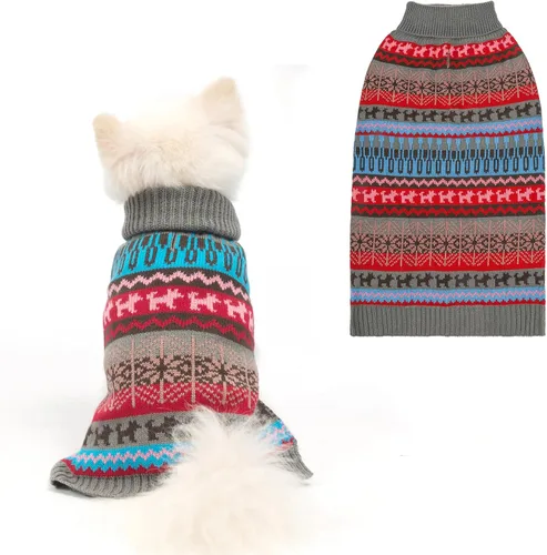 Miniatura 22 de Mihachi Suéter para perro, abrigo de invierno, ropa con rayas coloridas para clima frío, talla M