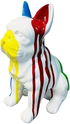 Miniatura 10 de Estatua de Bulldog Francés con Graffiti, Escultura Figurilla de Arte de Perro Animal, Decoración del Hogar para Sala de Estar, Dormitorio, Estante