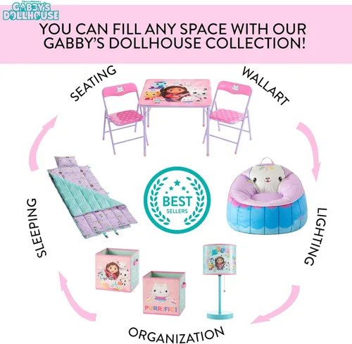 Miniatura 6 de Idea Nuova Gabbys Dollhouse - Baúl plegable de almacenamiento para niños, duradero con tapa suave, 28.5 x 14.5 x 16 pulgadas Casa de muñecas Gabbys