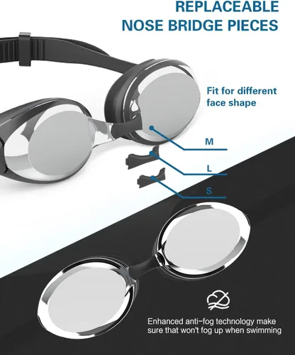 Miniatura 3 de Gafas de natación, paquete de 2 gafas de natación para hombres, mujeres, adultos, jóvenes, antivaho y sin fugas, visión clara, protección UV