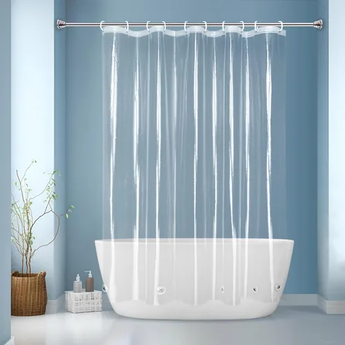 Miniatura 20 de Cortina de baño EurCross con 3 imanes, forro transparente de PEVA 9G, cortina de medio baño 36x72 para ducha