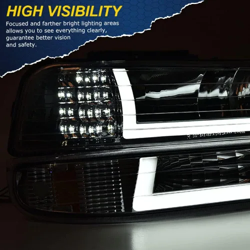 Miniatura 4 de G-PLUS - Juego de faros delanteros compatible con Chevy Silverado 1500 2500 & HD 3500 1999-2002/Compatible con Chevy Suburban/Tahoe 2000-2006, faros