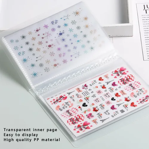 Miniatura 3 de 1 pieza libro de almacenamiento de calcomanías transparentes de 40 ranuras, organizador de calcomanías de uñas para coleccionar calcomanías, libro