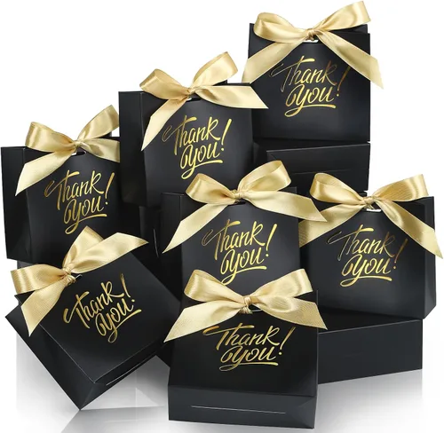 EQOREIIN Bolsas de regalo pequeñas, paquete de 25 bolsas de regalo de 4.5 x 1.8 x 3.9 pulgadas, mini bolsas de agradecimiento de papel kraft negro