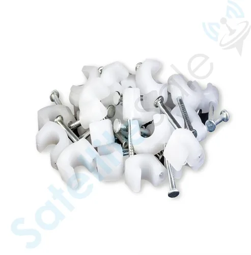 Miniatura 2 de SatelliteSale Clips redondos blancos de un solo clavo para Ethernet Coaxial Teléfono Cable TV Cable Gestión de Cable 100