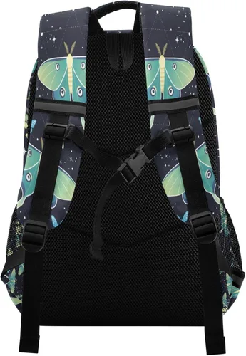 Miniatura 2 de ALAZA Mochilas de viaje con diseño de mariposa, luna y estrella, color azul turquesa, mochila escolar para hombres, mujeres, adolescentes y niños