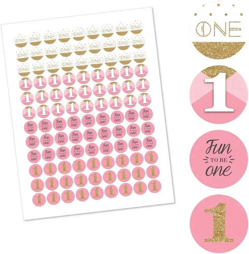 Miniatura 2 de Big Dot of Happiness 1er Birthday Girl - Divertida para ser una primera fiesta redonda de caramelos, etiquetas adhesivas para recuerdos de chocolate