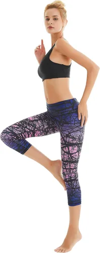 Miniatura 6 de COOLOMG Pantalones de yoga para mujer, mallas capri para correr, leggings de tiro bajo, entrenamiento, gimnasio con bolsillos ocultos