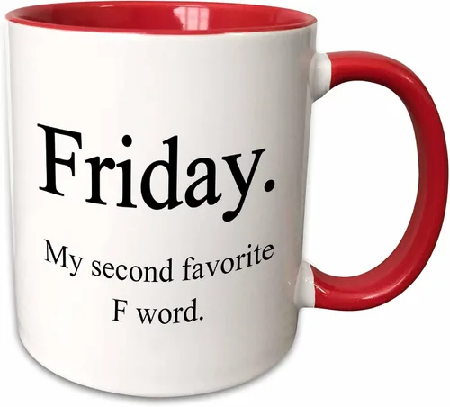 Miniatura 10 de 3dRose EvaDane - Citas divertidas - Viernes mi segunda palabra F favorita. Negro. - Tazas (mug_186243_4)