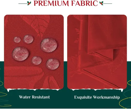 Miniatura 4 de Softalker: Mantel de Navidad de jacquard, mantel rectangular vintage de damasco de invierno, mantel impermeable de poliéster con copo de nieve