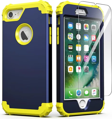 Miniatura 31 de IDweel Funda para iPhone 8, para iPhone 7 con protector de pantalla, 3 en 1, híbrida resistente a prueba de golpes, funda de policarbonato duro