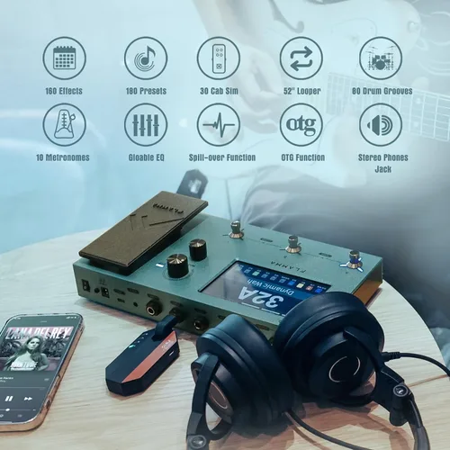 Miniatura 3 de FLAMMA FX150B - Pedal multiefectos con alimentación por batería para guitarra eléctrica con modelado de amplificador, simulación de gabinete