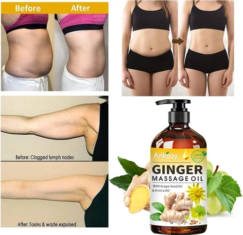 Miniatura 4 de Paquete de 3 aceites de masaje de jengibre con aceite de árnica, aceite de vitamina E y aceite de semilla de uva, aceite de jengibre para drenaje