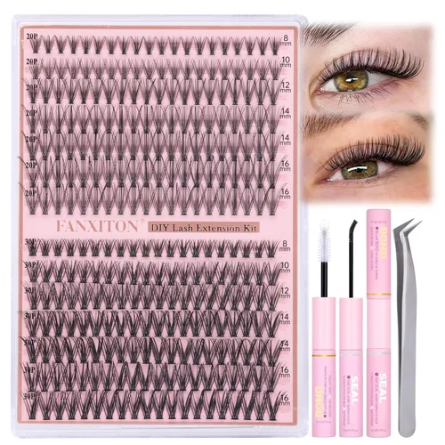 Miniatura 24 de Kit de pestañas en racimo, 280 racimos con cepillo, extensiones rizadas en D, con volumen, 23/64 a 40/64 pulgadas, 40D+50D, pestañas individuales