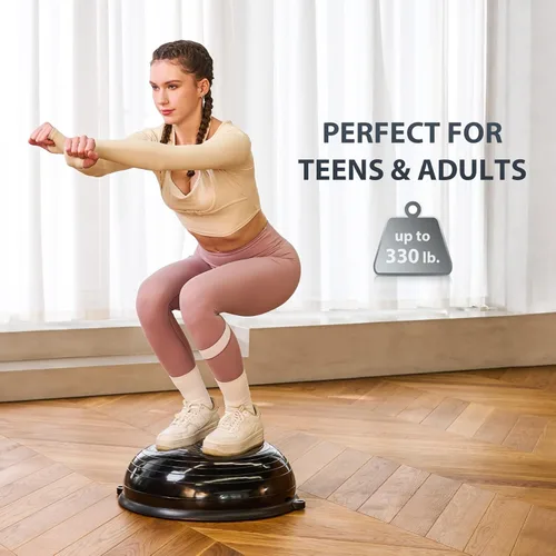 Miniatura 8 de ZELUS Entrenador de pelota de equilibrio con bandas de resistencia y bomba de pie, pelota de yoga inflable para entrenamientos de gimnasio en casa